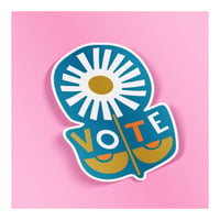 Image 7 of Vote Sticker Vinyl Weather Resistant Mid Mod Style Daisy Sticker