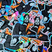 Image 2 of 4" Pizza Ratgirl holographic sticker