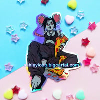 Image 1 of 4" Pizza Ratgirl holographic sticker