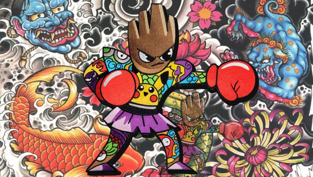 Image of XXXL MEGA YAKUZAMON HITMONCHAN THREADED PATCH