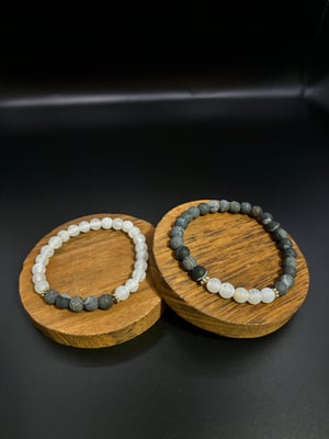 Image of 2-Piece Friendship & Couple Lava Stone Bracelet Set