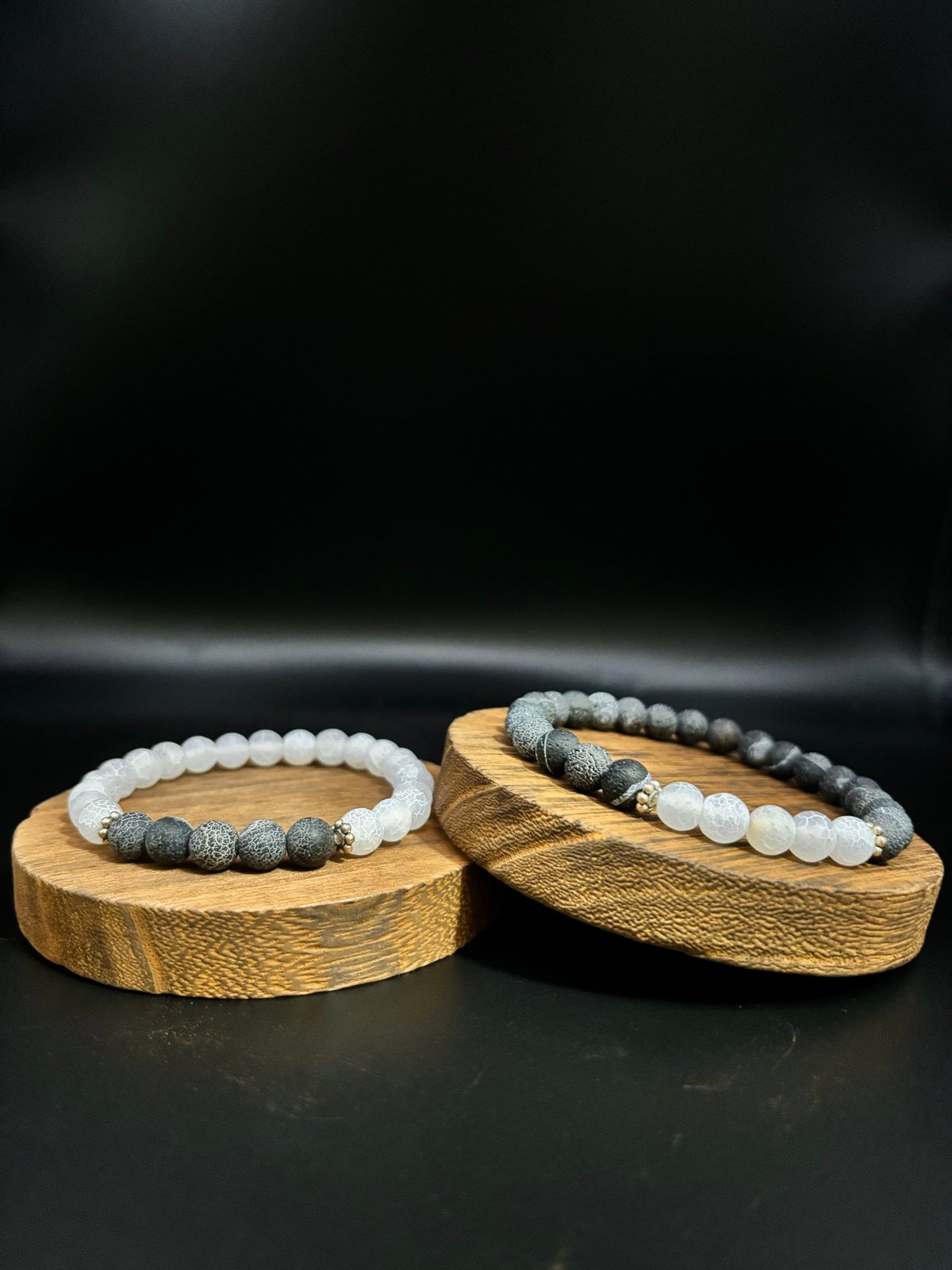 Image of 2-Piece Friendship & Couple Lava Stone Bracelet Set