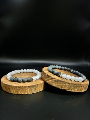 Image of 2-Piece Friendship & Couple Lava Stone Bracelet Set