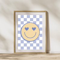 Image 2 of Vintage Heart Eyes Smiley Checkerboard Print