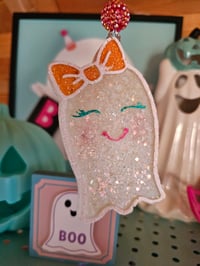 Image 1 of Cutie girl  ghost with orange bow freshie scented in leaves bbw type 