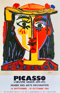 Image 1 of pablo picasso poster / woman in a hat / 30/139