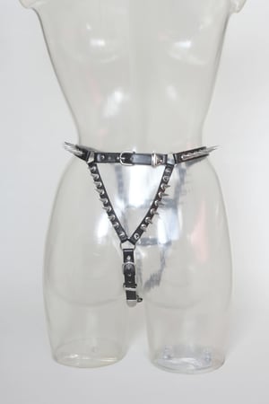 Image of MADE TO ORDER - Heavy Metal Spiked Harness Panty (Size XS - XL)