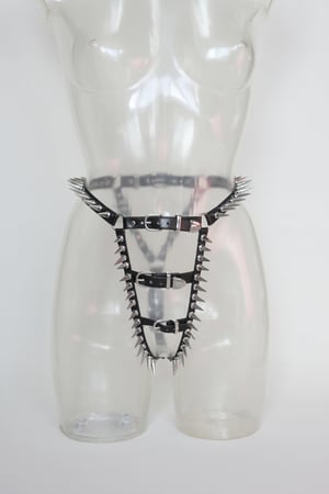 Image of MADE TO ORDER - Heavy Metal Spiked Harness Panty (Size XS - XL)