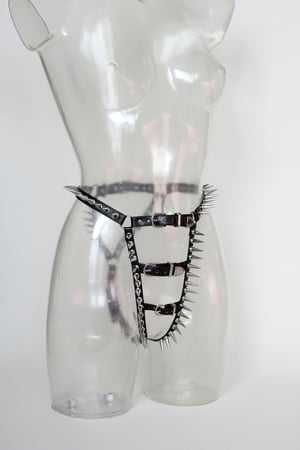 Image of MADE TO ORDER - Heavy Metal Spiked Harness Panty (Size XS - XL)