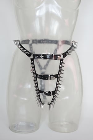 Image of MADE TO ORDER - Heavy Metal Spiked Harness Panty (Size XS - XL)