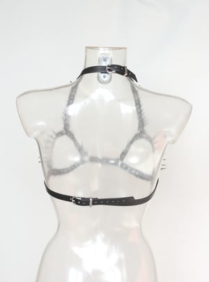 Image of MADE TO ORDER - Heavy Metal Spiked Micro Harness Bra (Size XS - XL)