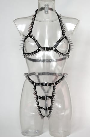 Image of MADE TO ORDER - Heavy Metal Spiked Bikini Harness Set (Size XS - XL)