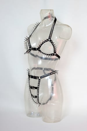 Image of MADE TO ORDER - Heavy Metal Spiked Bikini Harness Set (Size XS - XL)