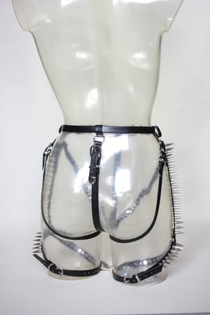 Image of MADE TO ORDER - Heavy Metal Spiked Leg Harness (Size XS - XL)