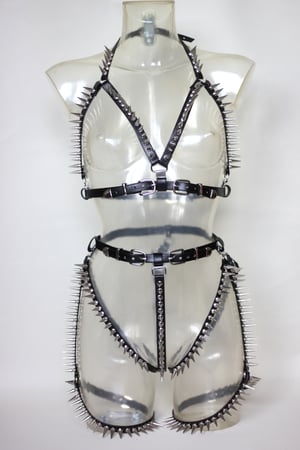 Image of MADE TO ORDER - Heavy Metal Spiked Leather Full Body Harness Set (Size XS - XL)