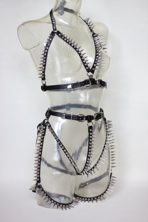 Image of MADE TO ORDER - Heavy Metal Spiked Leather Full Body Harness Set (Size XS - XL)