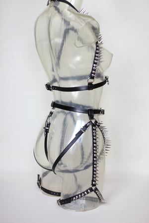 Image of MADE TO ORDER - Heavy Metal Spiked Leather Full Body Harness Set (Size XS - XL)