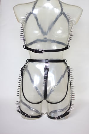 Image of MADE TO ORDER - Heavy Metal Spiked Leather Full Body Harness Set (Size XS - XL)