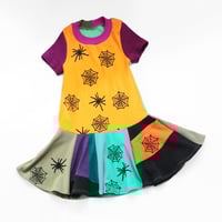 Image 1 of spiders spiderwebs pocket halloween 8/10 short sleeve courtneycourtney twirly dress purple 