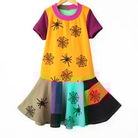 Image 3 of spiders spiderwebs pocket halloween 8/10 short sleeve courtneycourtney twirly dress purple 