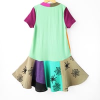 Image 5 of spiders spiderwebs pocket halloween 8/10 short sleeve courtneycourtney twirly dress purple 