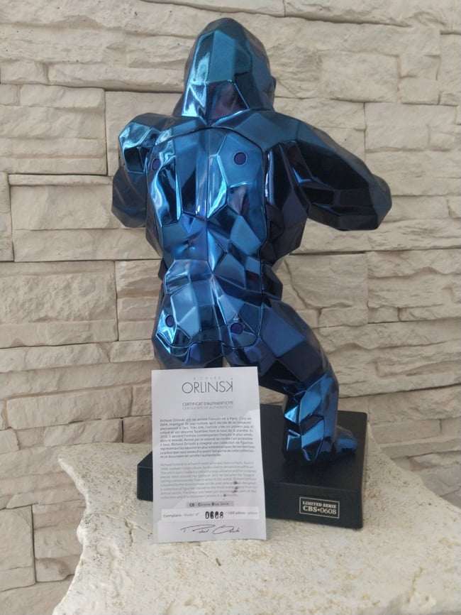 Richard Orlinski RARE Kiwikong Enceinte Bleu Métal Chromé Numérotée Valise Cabine