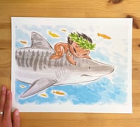 'Aloha Keiki- Boy & Shark' 11 x 14" Limited Print