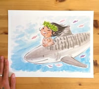 'Aloha Keiki- Girl & Shark' 11 x 14" Limited Print