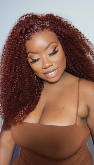 Image of Burgundy 7x5 Jerry Curly Lace Closure Wig in 22”