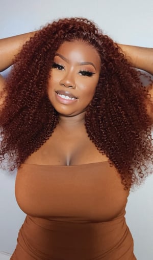 Image of Burgundy 7x5 Jerry Curly Lace Closure Wig in 22”