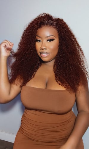 Image of Burgundy 7x5 Jerry Curly Lace Closure Wig in 22”