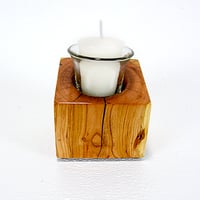 Image 2 of Wood Votice Candel Holder, Cherry Wood Rustic Wooden Candleholder, Home Accent Candle