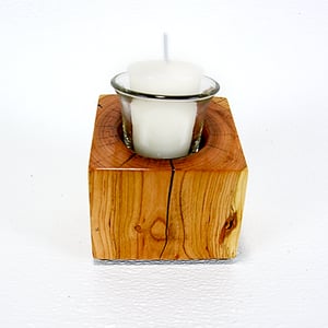 Image of Wood Votice Candel Holder, Cherry Wood Rustic Wooden Candleholder, Home Accent Candle