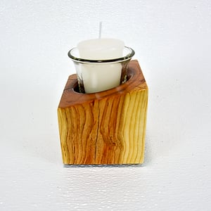 Image of Wood Votice Candel Holder, Cherry Wood Rustic Wooden Candleholder, Home Accent Candle