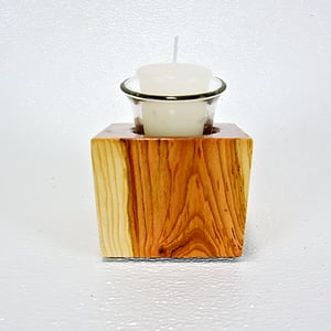 Image of Wood Votice Candel Holder, Cherry Wood Rustic Wooden Candleholder, Home Accent Candle
