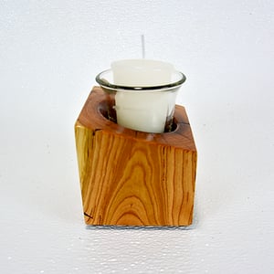 Image of Wood Votice Candel Holder, Cherry Wood Rustic Wooden Candleholder, Home Accent Candle