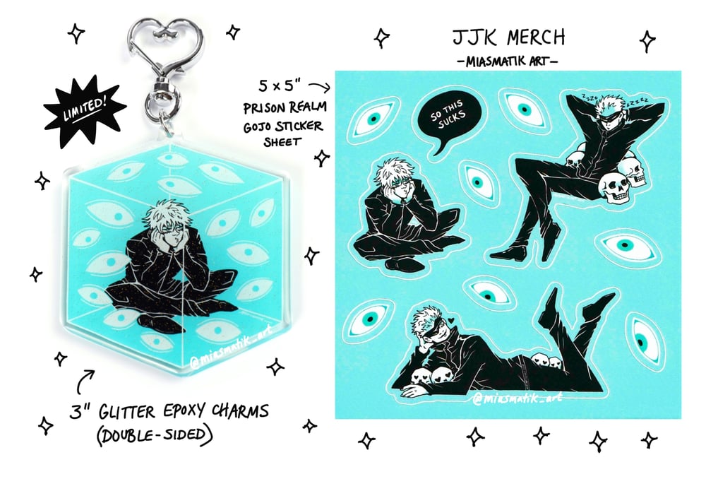 JJK - Gojo Charms + Sticker Sheet 