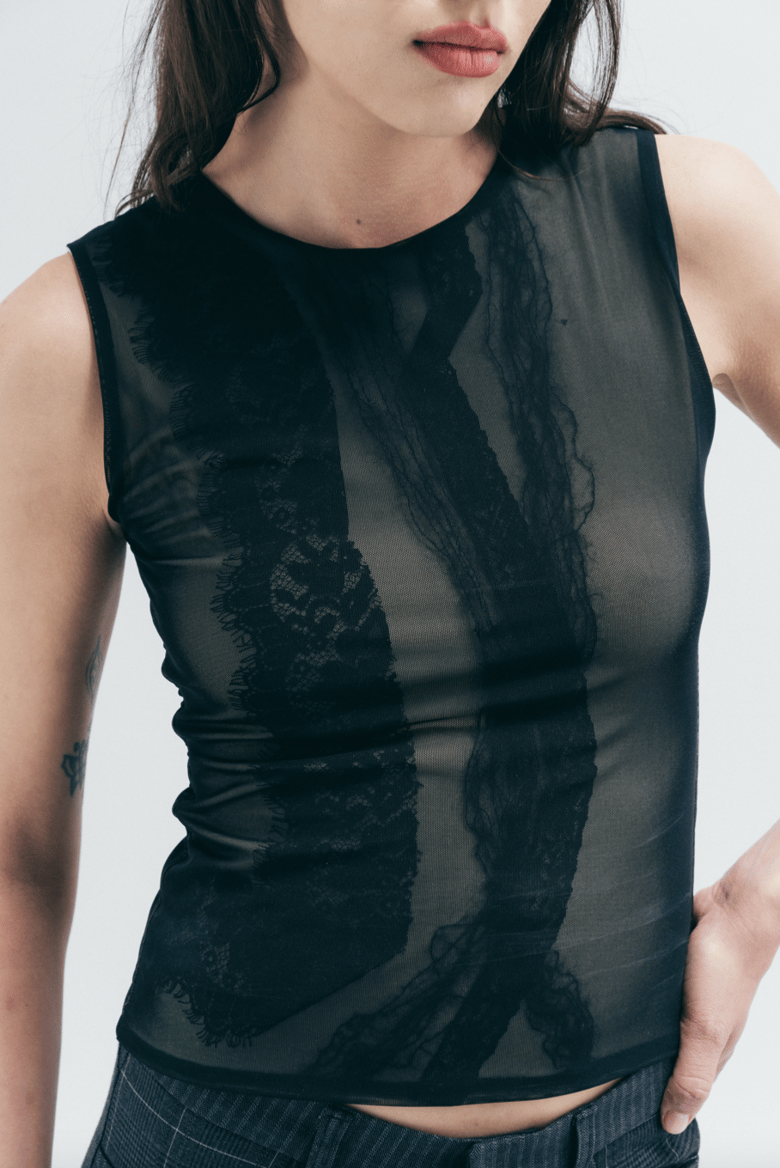 Image of Black Lace/Mesh Tank