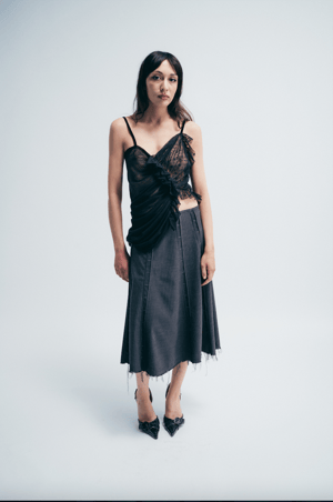 Image of Charcoal Godet Skirt