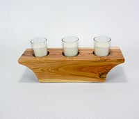 Image 4 of Wooden Votive Candle Holder made of Cherry, includes 3 votives and candles