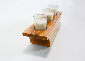 Image of Wooden Votive Candle Holder made of Cherry, includes 3 votives and candles