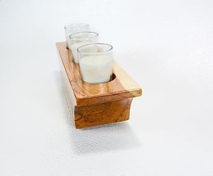 Image of Wooden Votive Candle Holder made of Cherry, includes 3 votives and candles