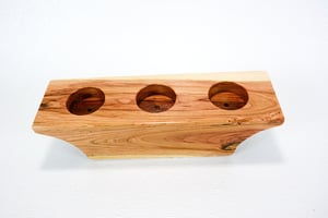 Image of Wooden Votive Candle Holder made of Cherry, includes 3 votives and candles