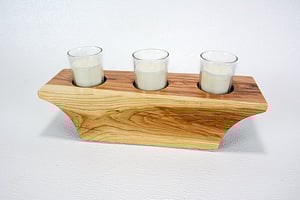 Image of Wooden Votive Candle Holder made of Cherry, includes 3 votives and candles