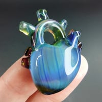 Image 5 of Blue fade Oil Stained Anatomical Heart Pendant 