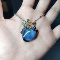 Image 2 of Blue fade Oil Stained Anatomical Heart Pendant 