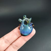 Image 3 of Blue fade Oil Stained Anatomical Heart Pendant 