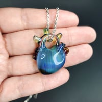 Image 4 of Blue fade Oil Stained Anatomical Heart Pendant 