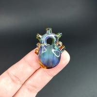 Image 4 of Blue Oil Stained Anatomical Heart Pendant 4/4