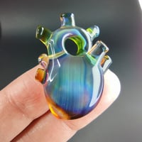 Image 1 of Blue Oil Stained Anatomical Heart Pendant 4/4